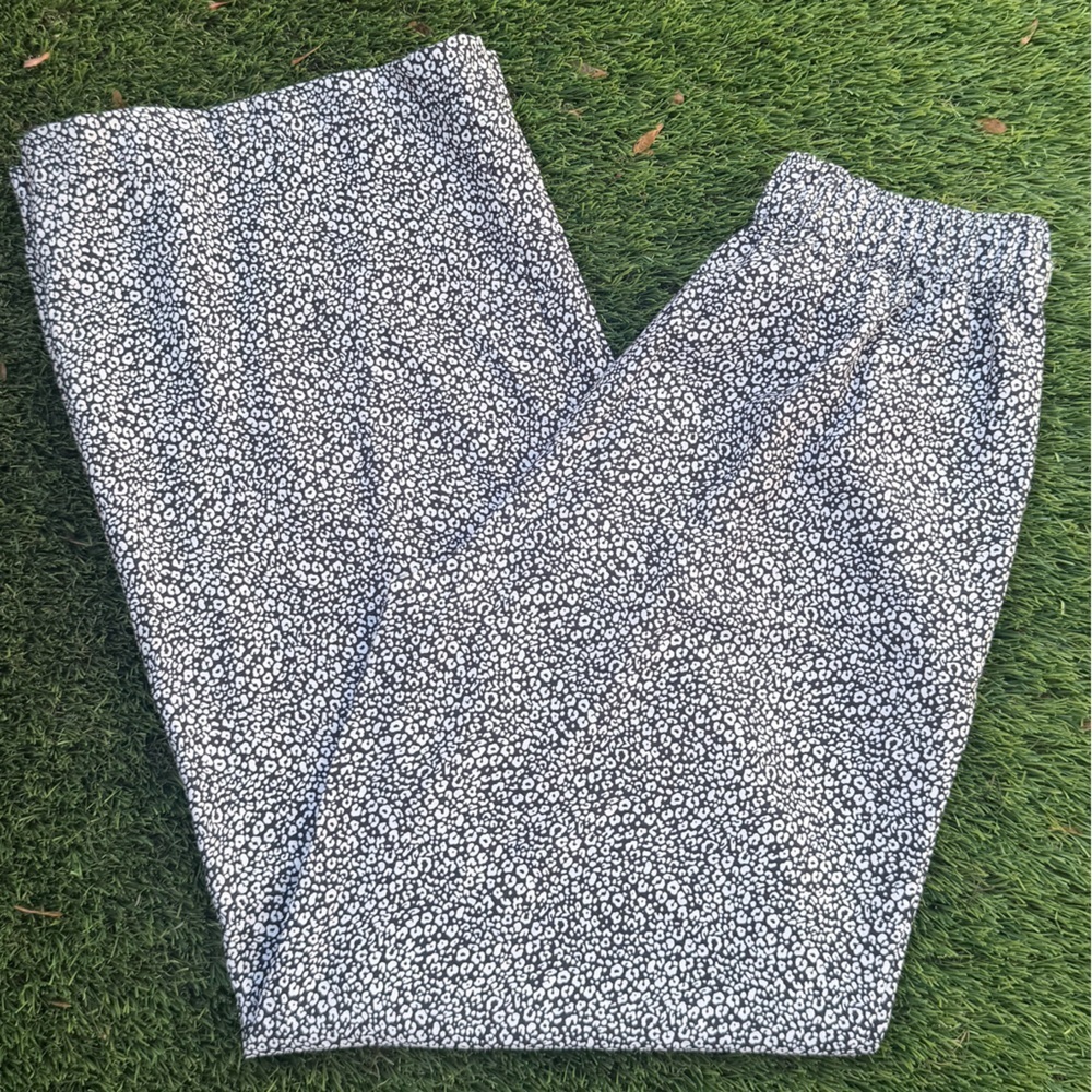 LOFT Black and White Wide Leg Pants